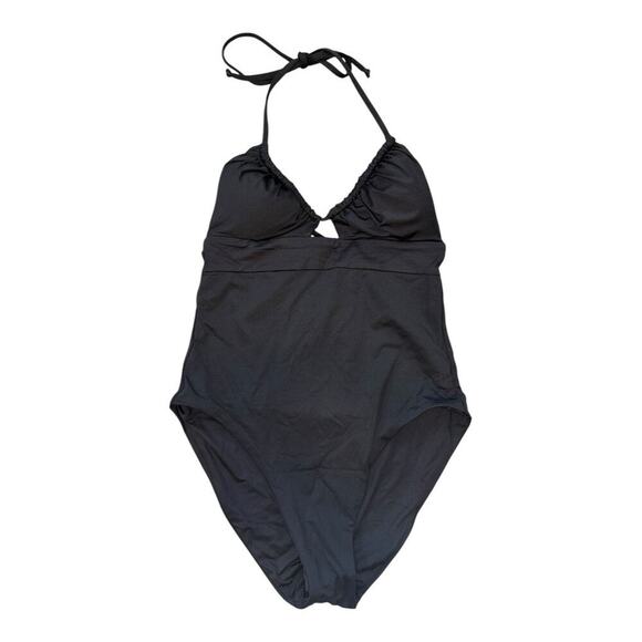 NEW Becca Women's Black Strappy Halter One-Piece Swimsuit Size Medium NWT - Picture 1 of 4